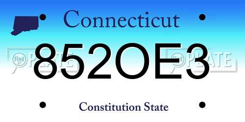 852OE3 Connecticut License Plate
