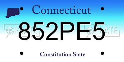 852PE5 Connecticut License Plate