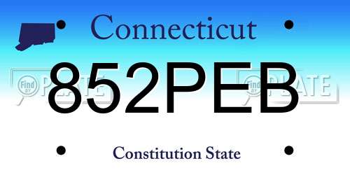 852PEB Connecticut License Plate
