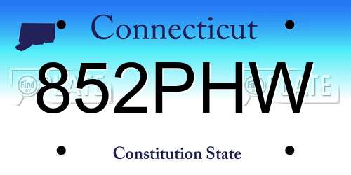 852PHW Connecticut License Plate