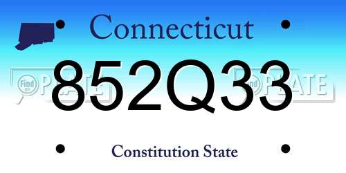 852Q33 Connecticut License Plate