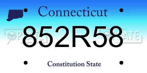 852R58 Connecticut License Plate