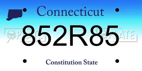 852R85 Connecticut License Plate