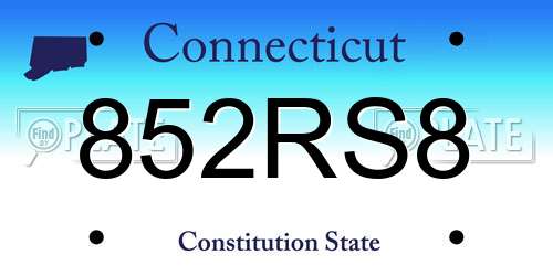 852RS8 Connecticut License Plate