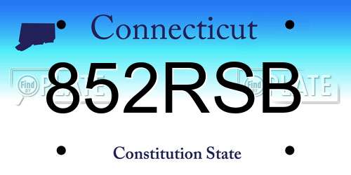 852RSB Connecticut License Plate
