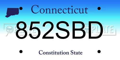 852SBD Connecticut License Plate