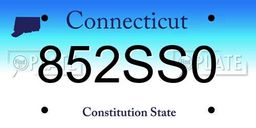 852SS0 Connecticut License Plate