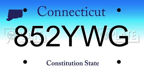 852YWG Connecticut License Plate