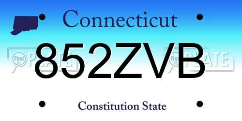 852ZVB Connecticut License Plate