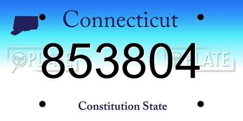 853804 Connecticut License Plate