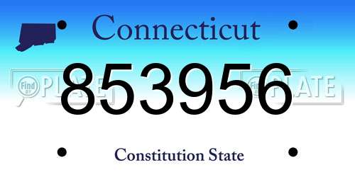 853956 Connecticut License Plate