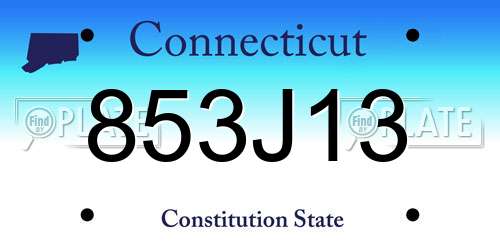 853J13 Connecticut License Plate
