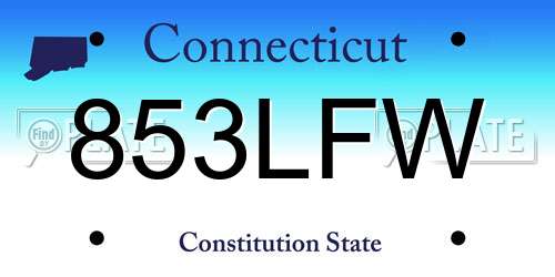 853LFW Connecticut License Plate