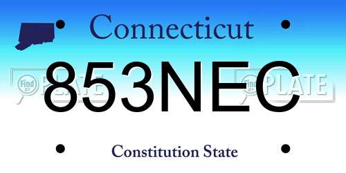 853NEC Connecticut License Plate