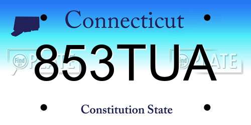 853TUA Connecticut License Plate
