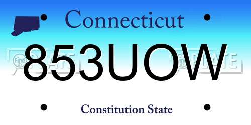 853UOW Connecticut License Plate