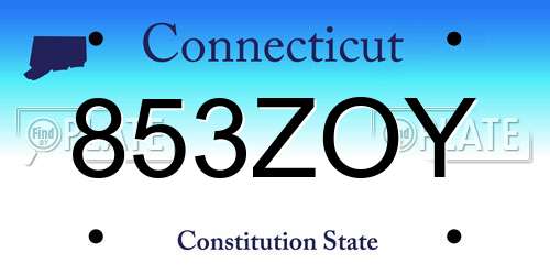 853ZOY Connecticut License Plate