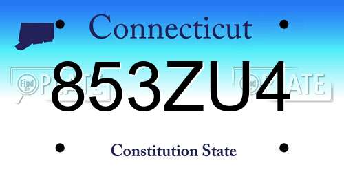 853ZU4 Connecticut License Plate