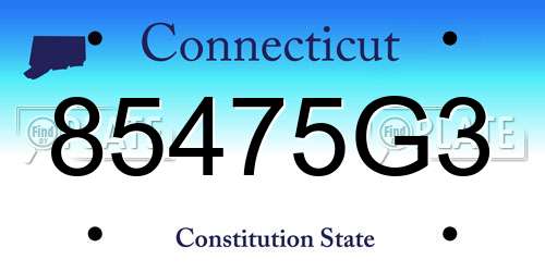 85475G3 Connecticut License Plate