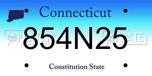 854N25 Connecticut License Plate