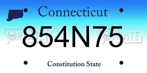 854N75 Connecticut License Plate