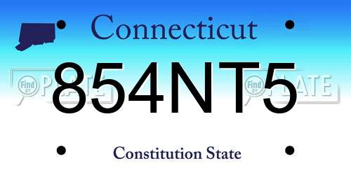 854NT5 Connecticut License Plate