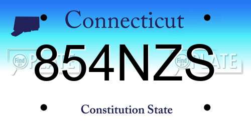854NZS Connecticut License Plate