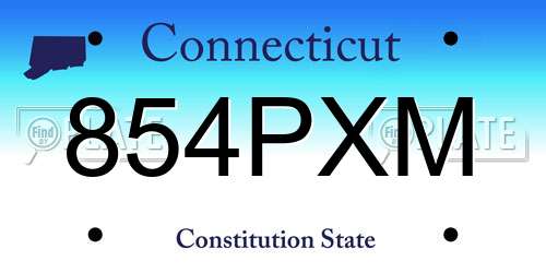 854PXM Connecticut License Plate