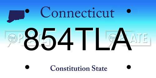 854TLA Connecticut License Plate