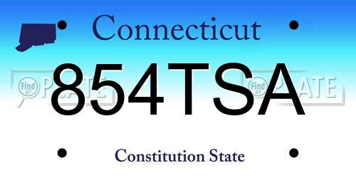 854TSA Connecticut License Plate