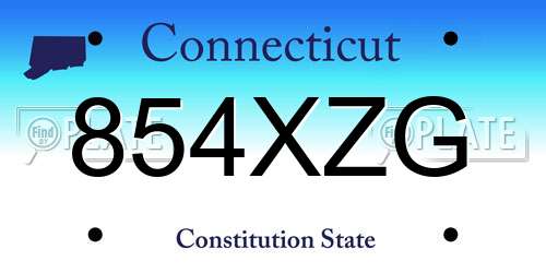 854XZG Connecticut License Plate