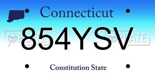 854YSV Connecticut License Plate