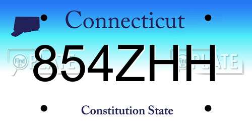 854ZHH Connecticut License Plate