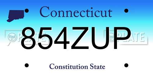 854ZUP Connecticut License Plate
