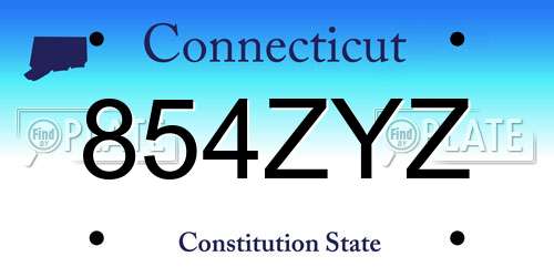 854ZYZ Connecticut License Plate