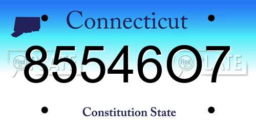 85546O7 Connecticut License Plate