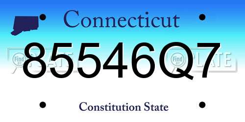 85546Q7 Connecticut License Plate