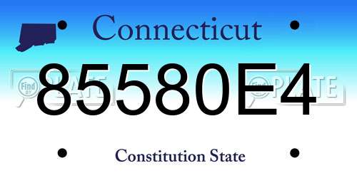 85580E4 Connecticut License Plate