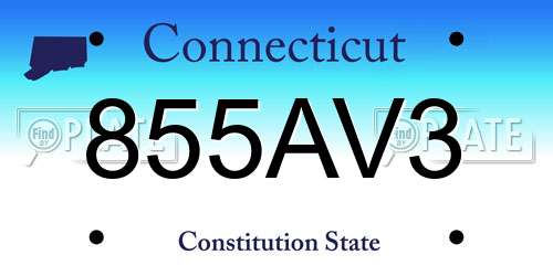 855AV3 Connecticut License Plate