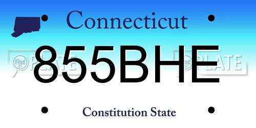 855BHE Connecticut License Plate