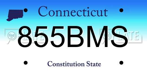 855BMS Connecticut License Plate