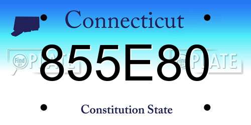 855E80 Connecticut License Plate