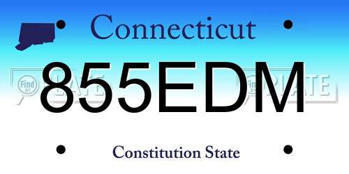 855EDM Connecticut License Plate