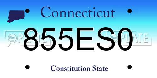 855ES0 Connecticut License Plate