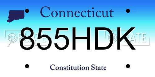 855HDK Connecticut License Plate
