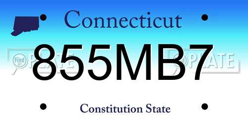 855MB7 Connecticut License Plate