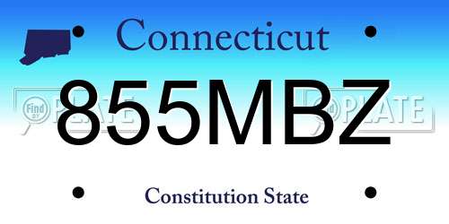 855MBZ Connecticut License Plate