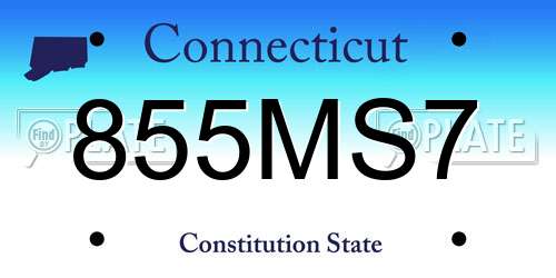 855MS7 Connecticut License Plate