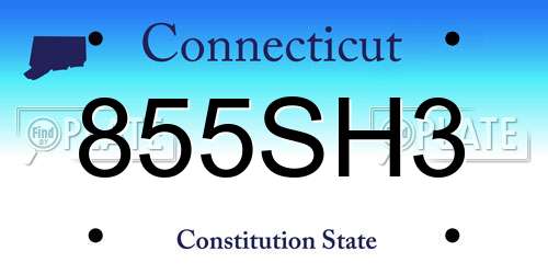 855SH3 Connecticut License Plate