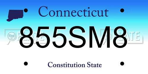 855SM8 Connecticut License Plate
